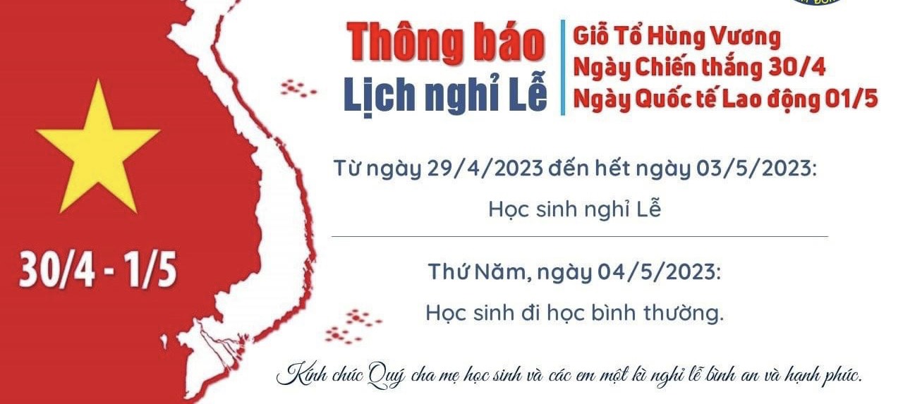 THÔNG BÁO NGHỈ LỄ GIỖ TỔ HÙNG VƯƠNG - LỄ 30/4 VÀ QUỐC TẾ LAO ĐỘNG 1/5